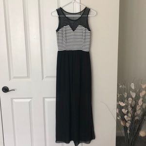 Black and white striped maxi dress